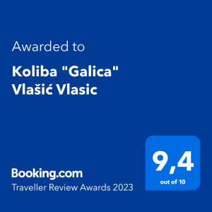 Koliba "Galica" Vlašić Vlasic的证书、奖牌、标识或其他文件