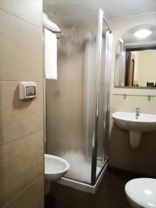 巴里hotel de rossi的带淋浴和盥洗盆的浴室