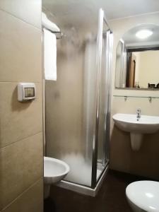 巴里hotel de rossi的带淋浴和盥洗盆的浴室