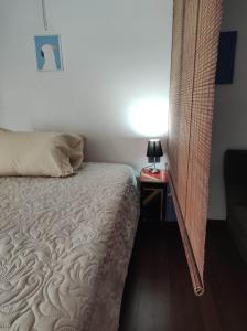 阿里卡Estudio21centro的一间卧室配有一张床和一张带台灯的桌子
