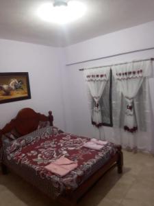 El CarmenApartamentos Naomi 1B的一间带床的卧室,位于带窗帘的房间
