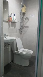 新加坡Haising Hotel的一间带卫生间和水槽的浴室