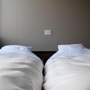 Aritaarita huis的两张白色枕头彼此靠在床上