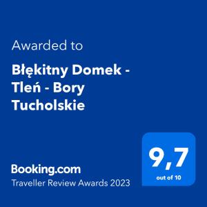 特伦Błękitny Domek - Tleń - Bory Tucholskie的蓝色文本框,字库用词把他们的胸径审查奖金扔掉