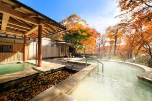 日光四季彩酒店(Hotel Shikisai)的房屋后院的热水浴池