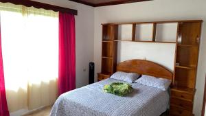 福尔图纳Las Pavitas Cottages的一间卧室配有一张带木制床头板的床