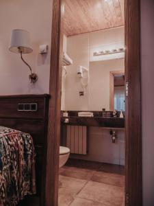 努奇堡冯特斯旅馆的一间带水槽、卫生间和镜子的浴室