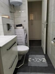 维舍格勒Apartman Nena Visegrad的白色的浴室设有卫生间和水槽。