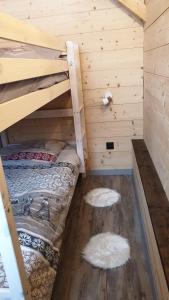 莱代塞尔Le Cocon de Plainpalais的木墙客房的两张双层床