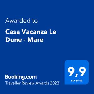 马鲁焦Casa Vacanza Le Dune - Mare的手机的屏幕,手机的文本被授予casa vaza la