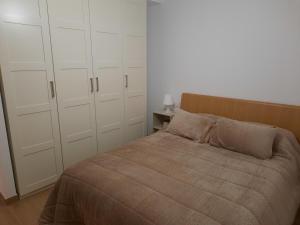 甘迪亚ATICO CENTRO GANDIA的一间卧室配有一张床和白色橱柜