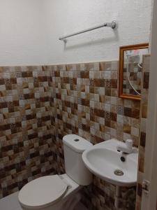 爱妮岛KIMURA PENSION的一间带卫生间和水槽的浴室