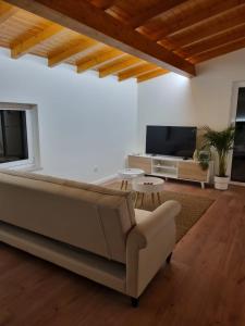 蓬德利马Casinha do Orjal的带沙发和电视的客厅