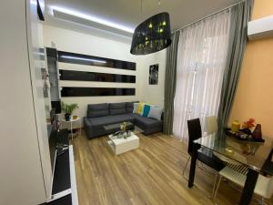 索非亚Cozy apartment in downtown Sofia - Tsar Samuil Street的客厅配有沙发和桌子