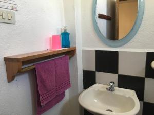 巴克里索莫雷诺港Hostal Suiza的一间带水槽和镜子的浴室