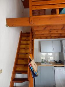 莱马特Talaris La Palmyre的厨房设有阁楼,配有梯子和水槽