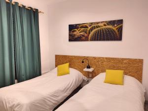 科尔多瓦La Casa de Pedro Verdugo Apartamento Turístico的两张带黄色枕头的床