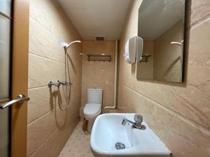 香港利園賓館的一间带水槽、卫生间和镜子的浴室