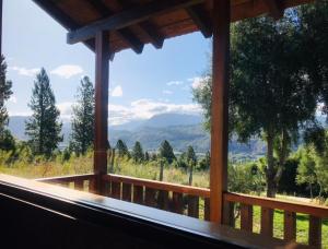 圣马丁德洛斯Cabaña de Montaña的小屋的窗户享有山景