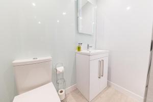 格兰奇奥沃桑茨The Pheasant Inn的白色的浴室设有卫生间和水槽。