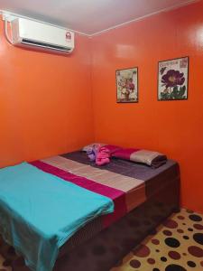 Draii Chalet的小房间,配有一张橙色墙壁的床