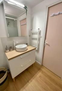 Coupelle-VieilleLe Clos des deux chênes的浴室设有白色水槽和镜子
