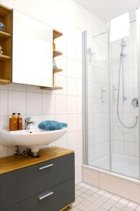 利普施塔特HAMA Design Homes的一间带水槽和淋浴的浴室