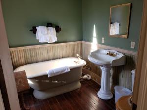 BlackwaterIron Horse Hotel的带浴缸和盥洗盆的浴室