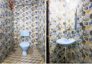 巴加Ocean Way Guest House的一间带卫生间和水槽的浴室