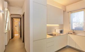 马里纳-迪-皮特拉桑塔Sea Holidays Apartment的白色的厨房配有水槽和微波炉