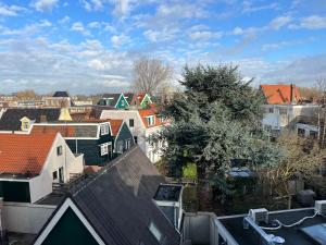 赞丹Boutique Hotel de Kade Zaandam-Amsterdam的享有带房屋和屋顶的城市美景