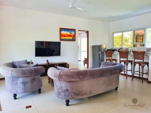 迪亚尼海滩Fiorella Beach House, Diani Beach的客厅配有两张沙发和一台电视机