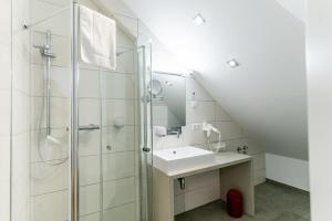 埃朗根格劳尔沃夫老城酒店的一间带水槽和淋浴的浴室