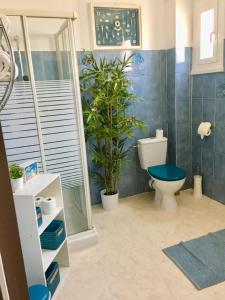 巴斯蒂亚Villa Patrizia的一间带卫生间和植物的浴室