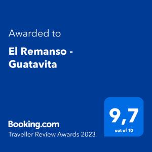 瓜塔维塔El Remanso Guatavita - Casa Campestre Completa的蓝屏,文字被授予了我的回忆危地马拉