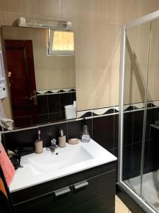 卡萨布兰卡chez maroine的一间带水槽和淋浴的浴室