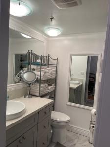 檀香山Marine Surf的一间带水槽、卫生间和镜子的浴室