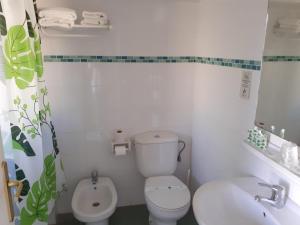 甘迪亚Hotel Clibomar Jamaica的白色的浴室设有卫生间和水槽。