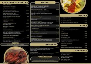 纽马基特Kings Lodge的餐厅菜单的一页