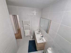 维勒班特Maison Chaleureuse的白色的浴室设有水槽和镜子