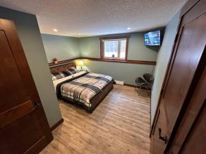 克兰布鲁克Beautiful Suite In Cranbrook!的一间卧室配有一张床和一台电视