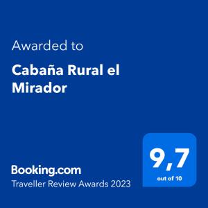 福尔图纳Cabaña Rural el Mirador的手机的屏幕,手机的文本被授予卡兰太鲁士的竞争者