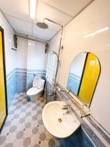 芹苴Can Tho Home & Apartment 3的一间带水槽、卫生间和镜子的浴室