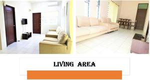 米里A&W Homestay, Vista Perdana, Miri的带沙发的客厅和起居区。