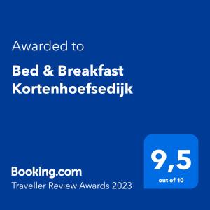 Kortenhoef科滕胡夫斯德住宿加早餐的标有给kentorensteensteen住宿加早餐旅馆的蓝色标语
