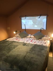 蒙特费雷格兰索尔露营地的一间卧室设有一张大床和大窗户
