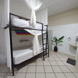 埃斯孔迪多港Chante的一间位于客房内的双层床浴室