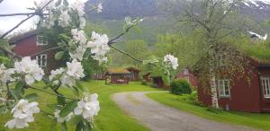 InnfjordenLensmansgarden的一条通往白色花房的道路