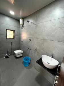 拉特纳吉里Gayatri Homestay的一间带水槽和卫生间的浴室