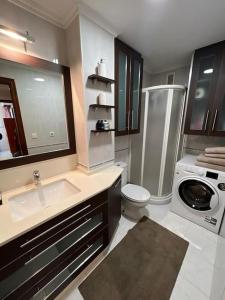 奥伦塞Piso Confort y Detalles Ourense的一间带水槽和洗衣机的浴室